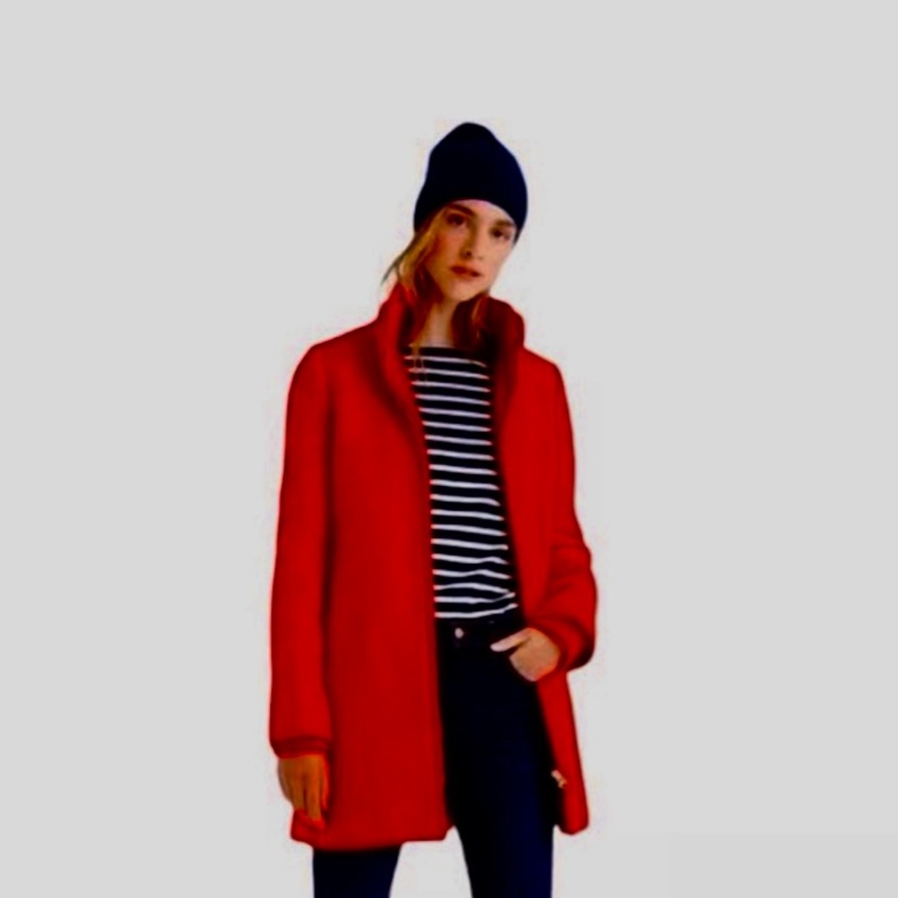 Coral red Stadium Italian Wool Coat